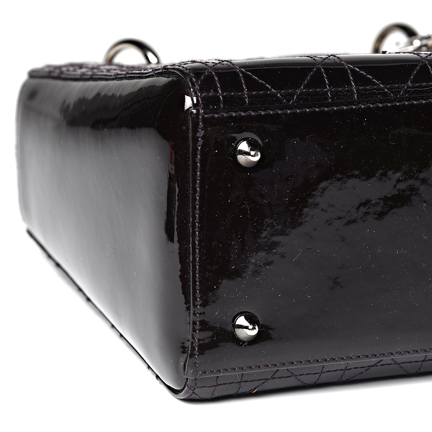 Patent Calfskin Cannage Stitched Medium Lady Dior Amethyste