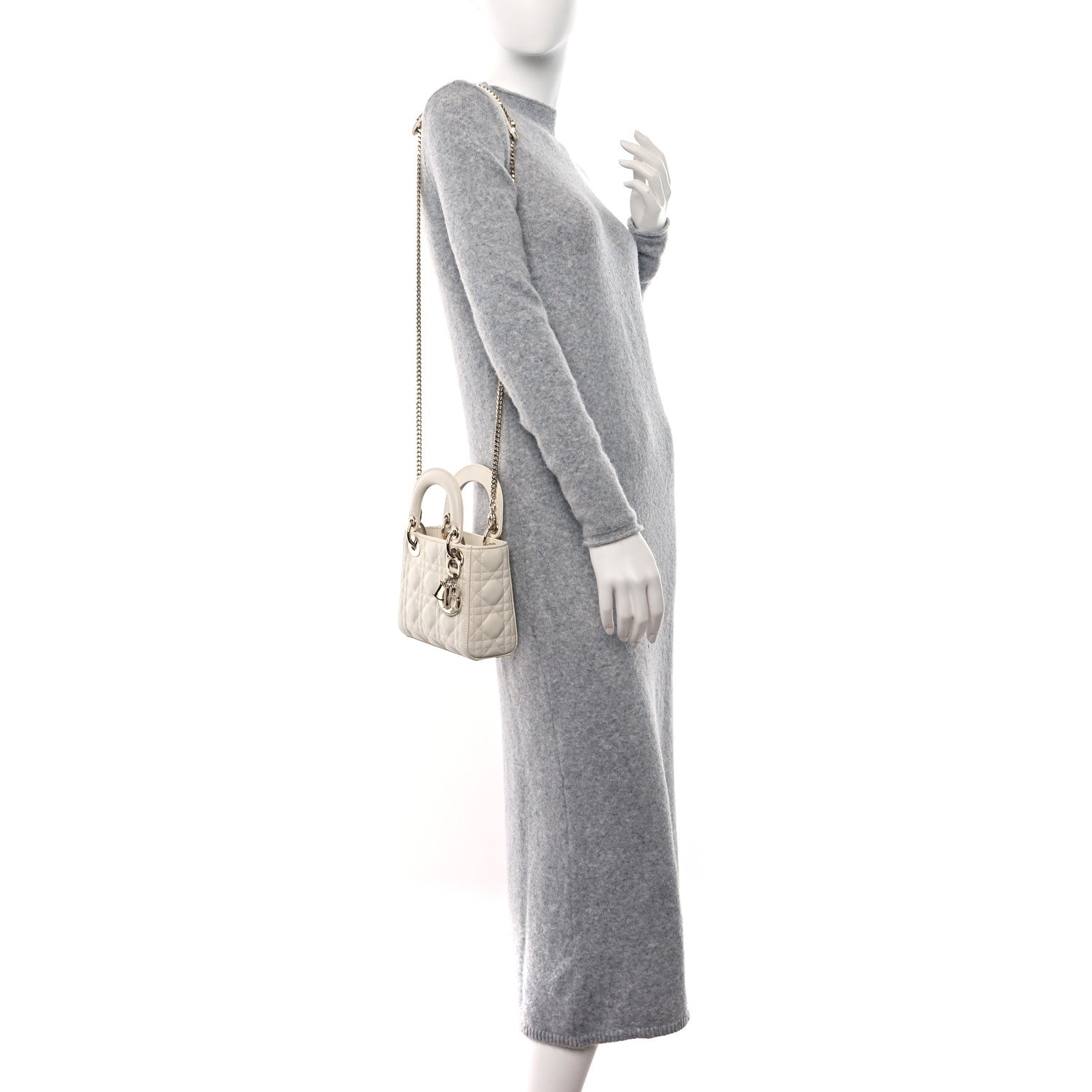 Christian Dior Lambskin Cannage Mini Lady Dior White 2 of 9