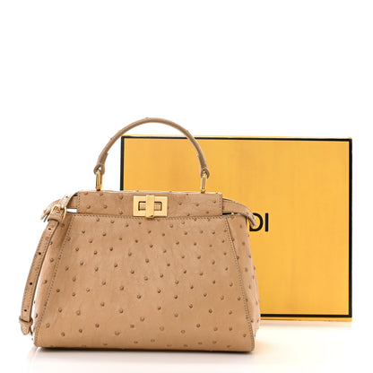 Fendi Ostrich Shiny Nappa Mini Peekaboo Iconic Satchel Cuoio 12 of 12