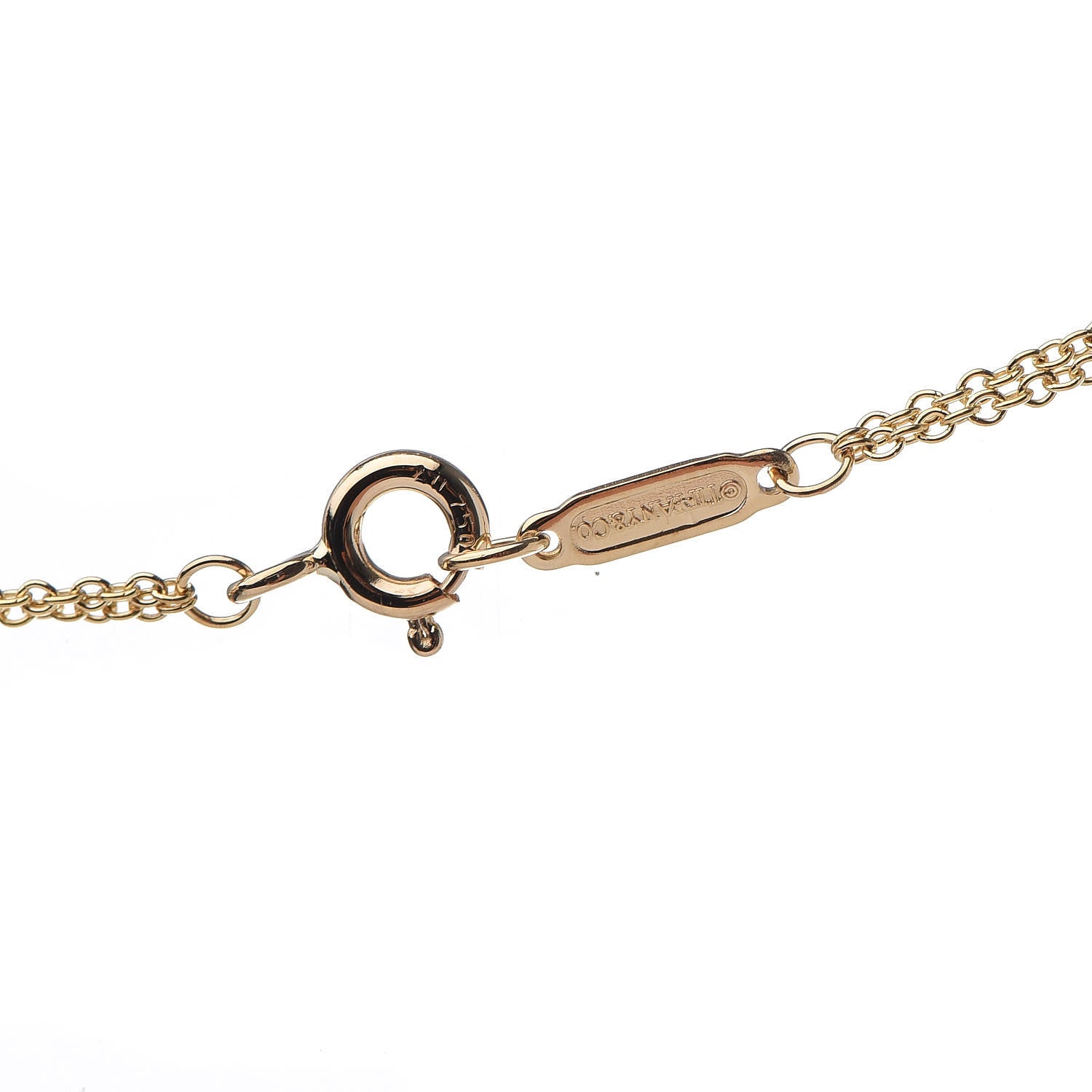 Tiffany 18K Yellow Gold Infinity Double Chain Pendant Necklace 6 of 7