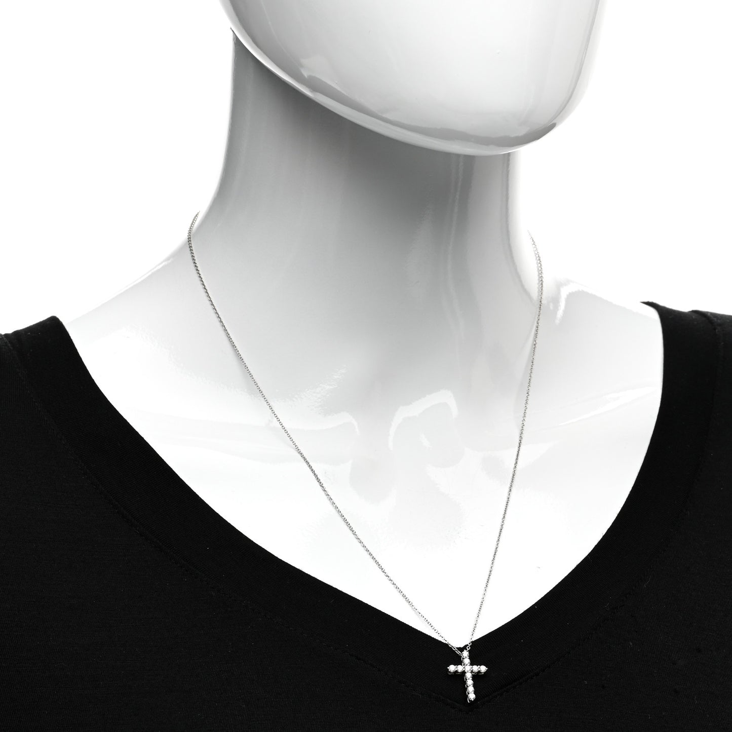Platinum Diamond Small Cross Pendant Necklace