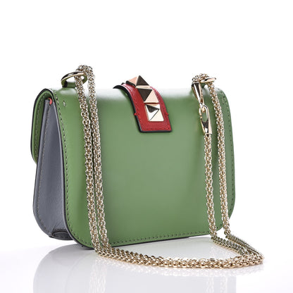 Valentino Garavani Vitello Small Glam Lock Rockstud Flap Green Deep Rose Grey Scarlet 3 of 6