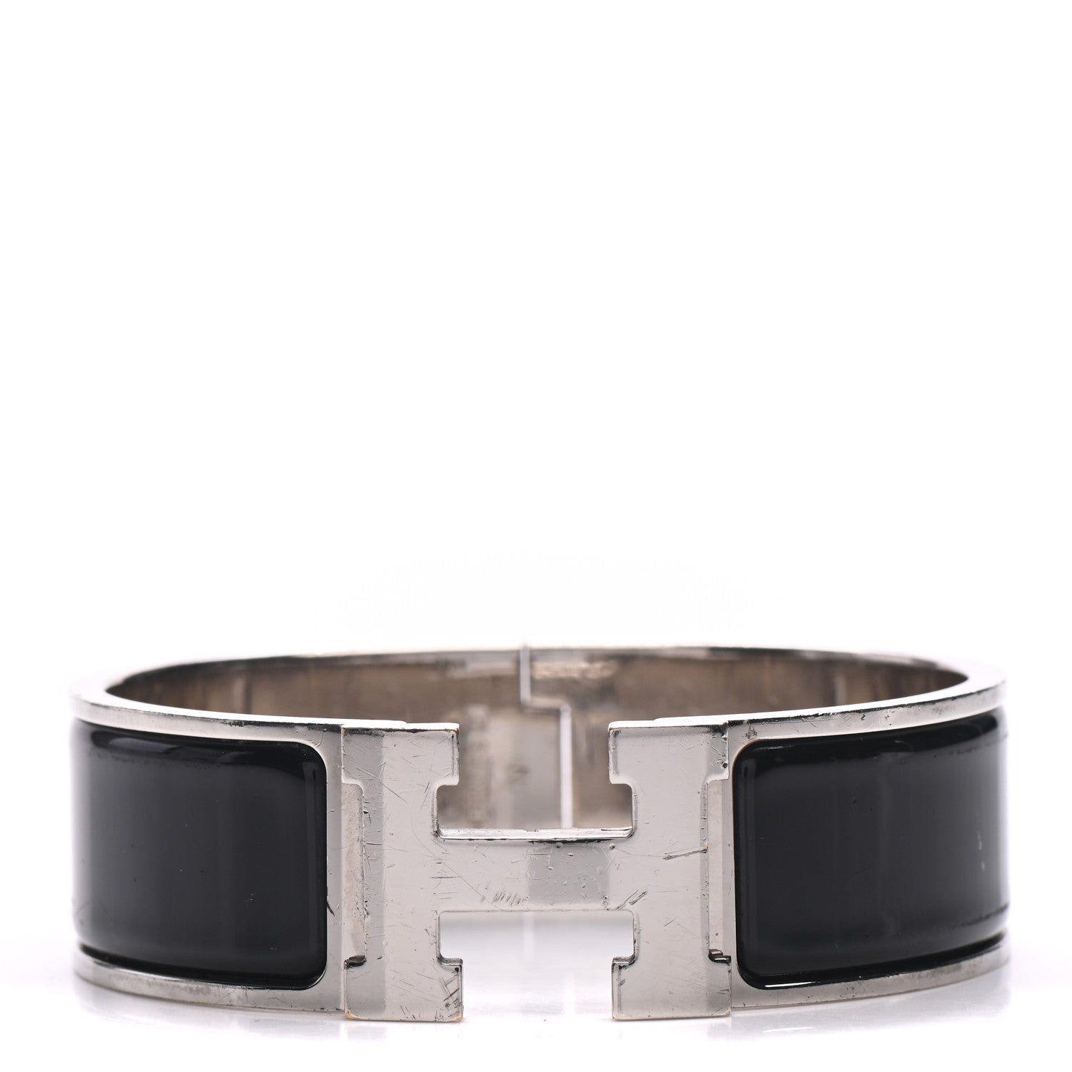 Hermes Enamel Wide Clic Clac H Bracelet PM Black 1 of 9