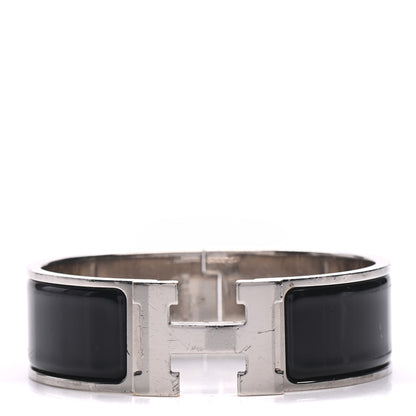 Hermes Enamel Wide Clic Clac H Bracelet PM Black 1 of 9
