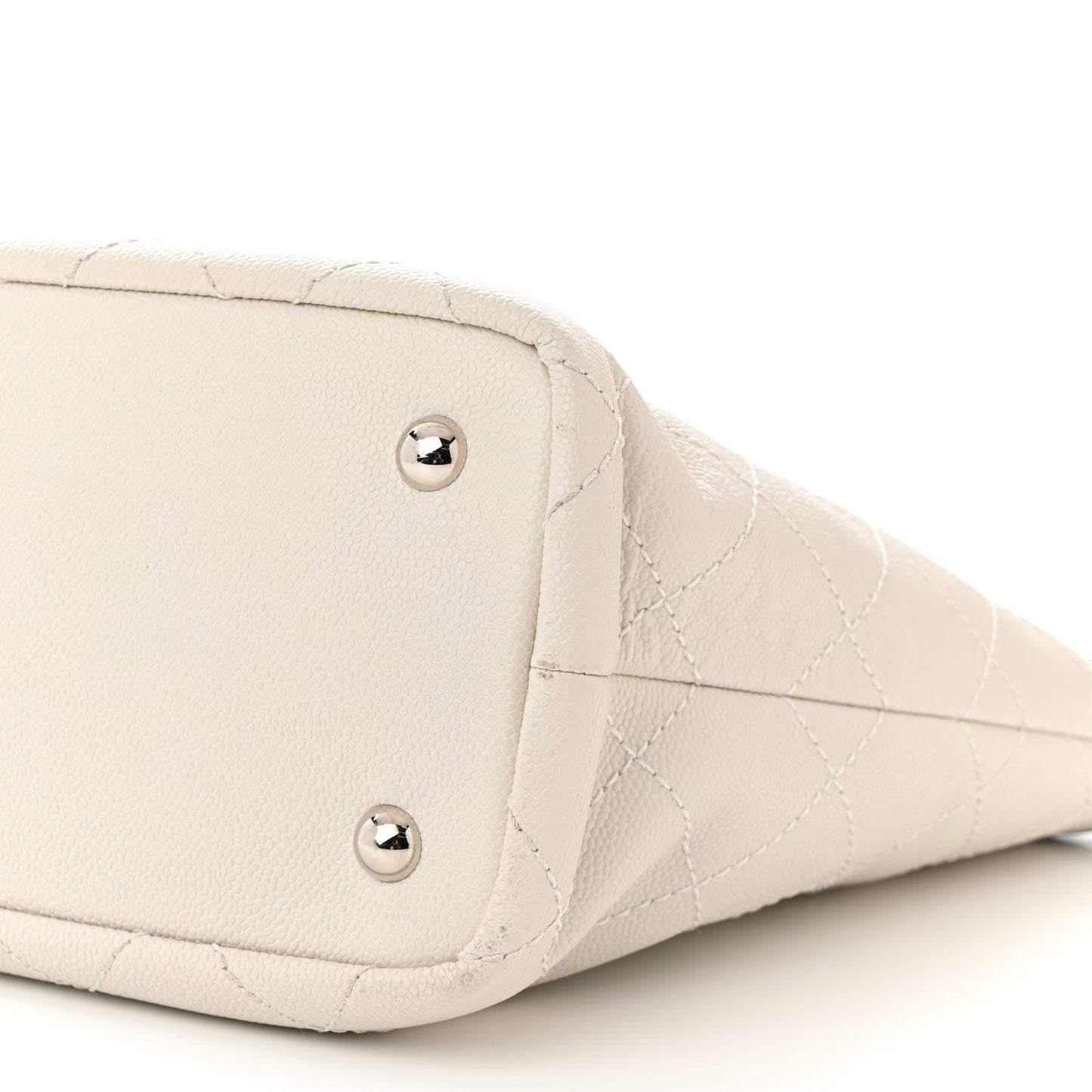 Grained Calfskin Shopping Fever Tote White