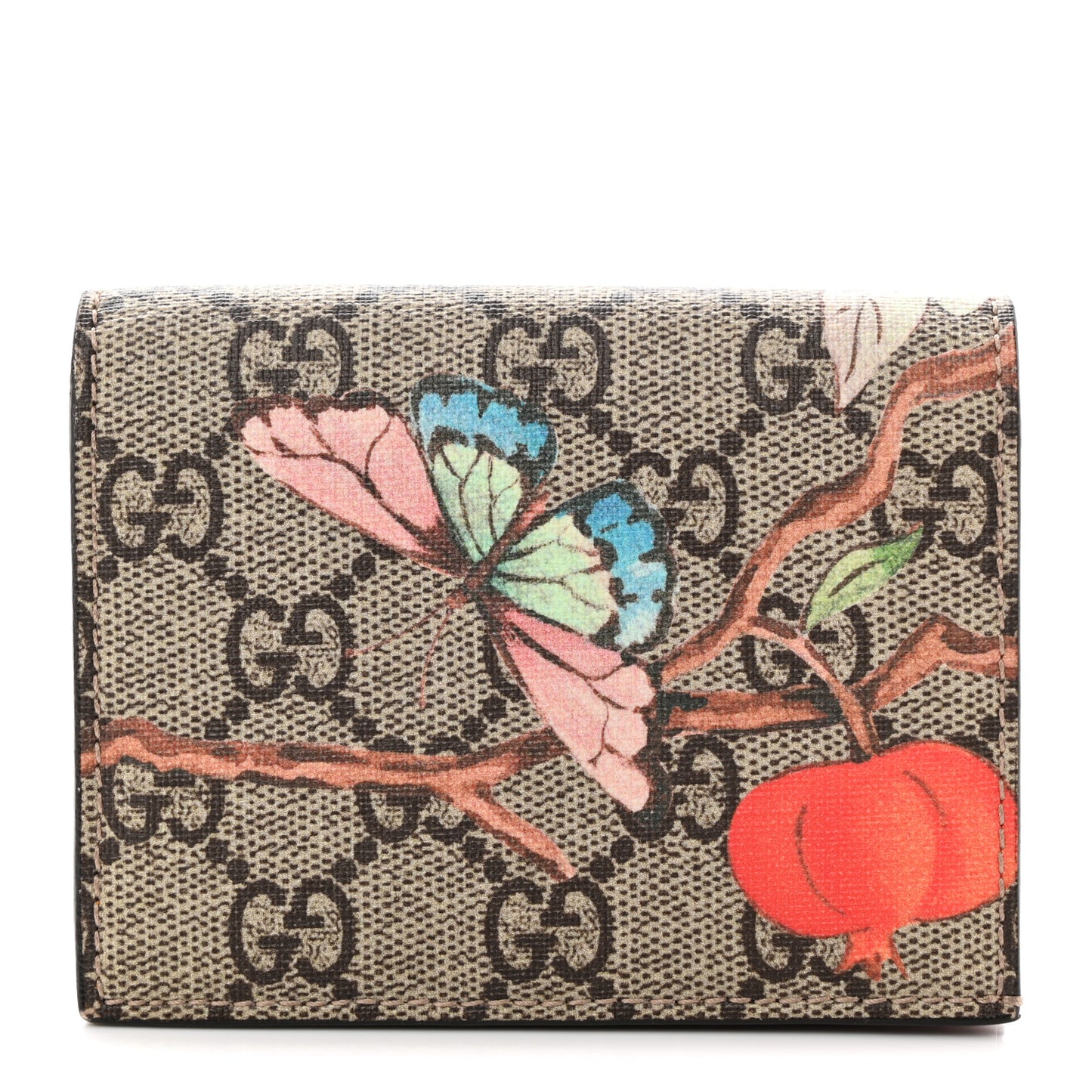 GG Supreme Monogram Tian Card Case Beige Multicolor Red
