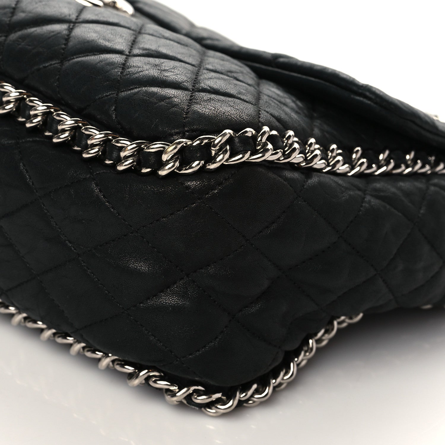 Chanel Washed Lambskin Quilted Maxi Chain Around Flap Black 9 of 11