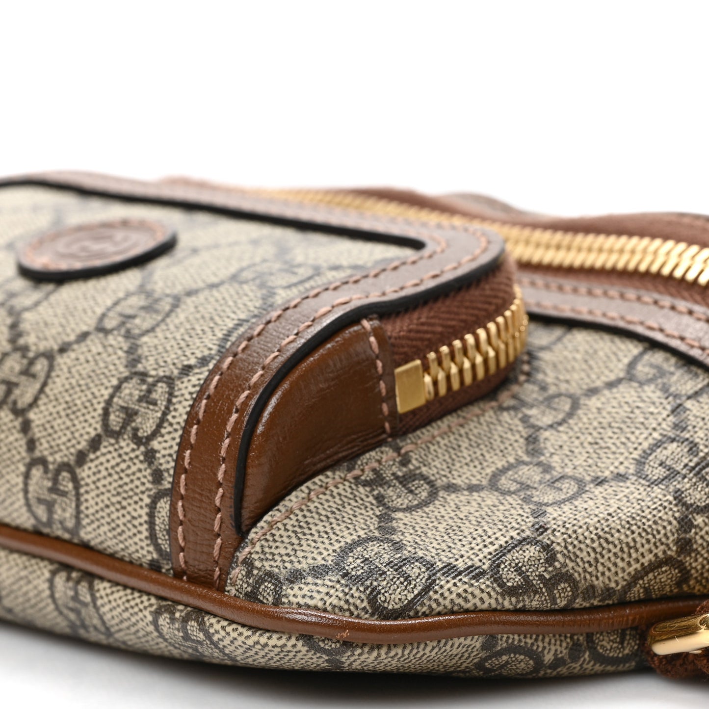 GG Supreme Monogram Textured Calfskin Retro Interlocking G Belt Bag Beige Ebony Brown Sugar
