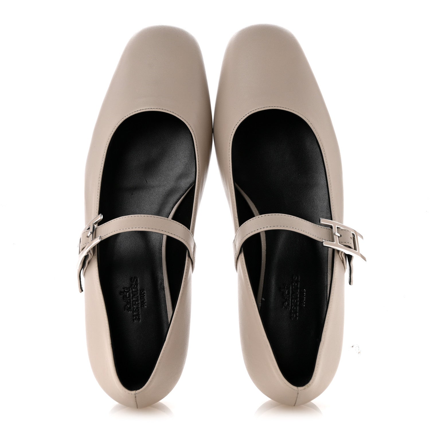 Hermes Goatskin Jane Ballet Flats 36.5 Beige Nomade 2 of 10