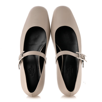 Hermes Goatskin Jane Ballet Flats 36.5 Beige Nomade 2 of 10