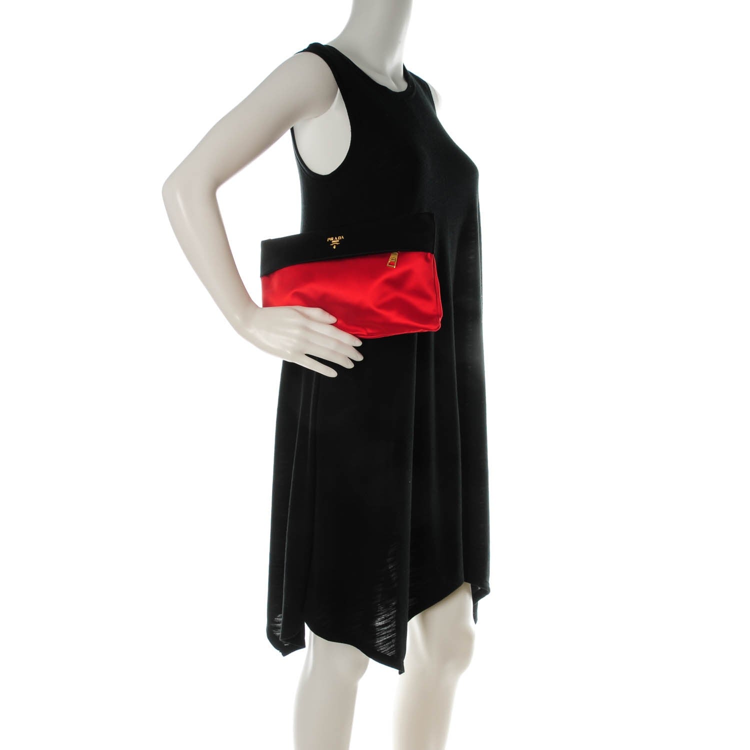 Prada Satin Evening Clutch Fuoco Black 2 of 8