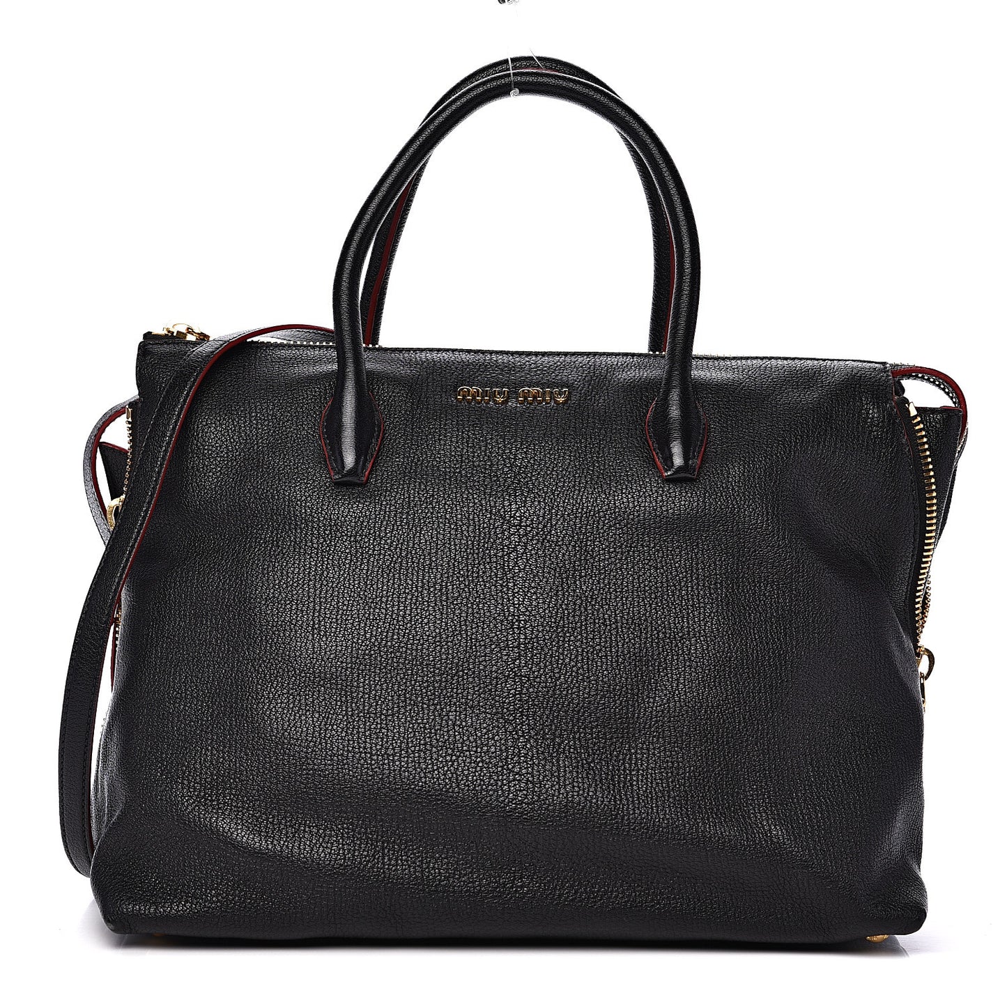 Goatskin Madras Zip Tote Black