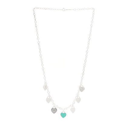 Tiffany Sterling Silver Enamel Return to Tiffany Multi Heart Charm Necklace Blue 3 of 5