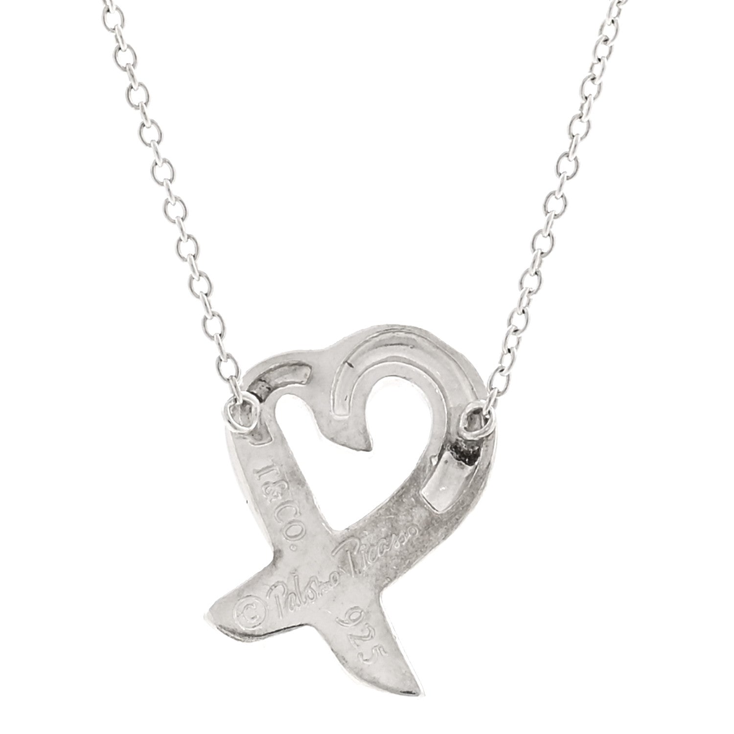 Tiffany Sterling Silver Paloma Picasso Loving Heart Pendant Necklace 4 of 6