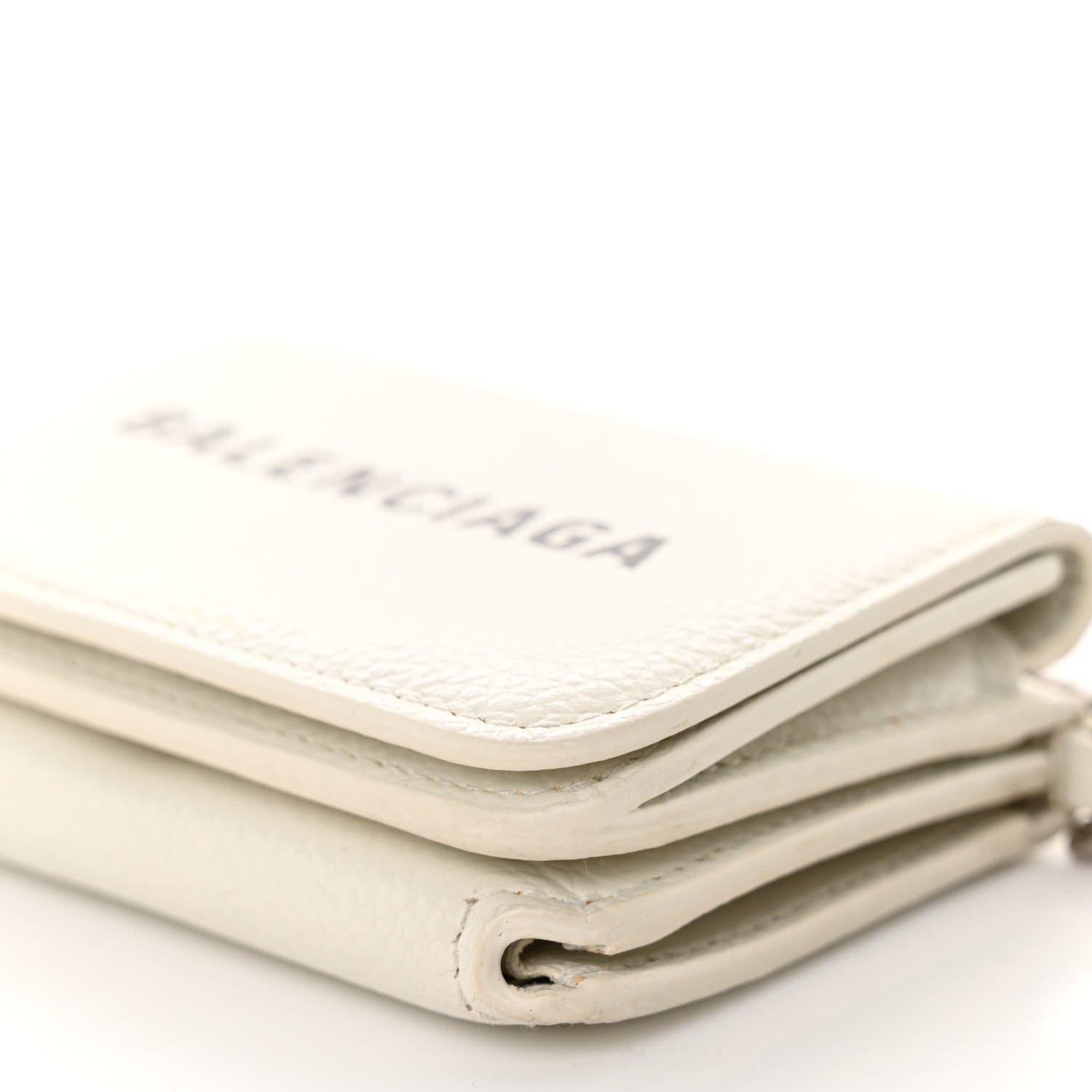 Balenciaga Grained Calfskin Logo Mini Cash Wallet On Chain White Black 10 of 11