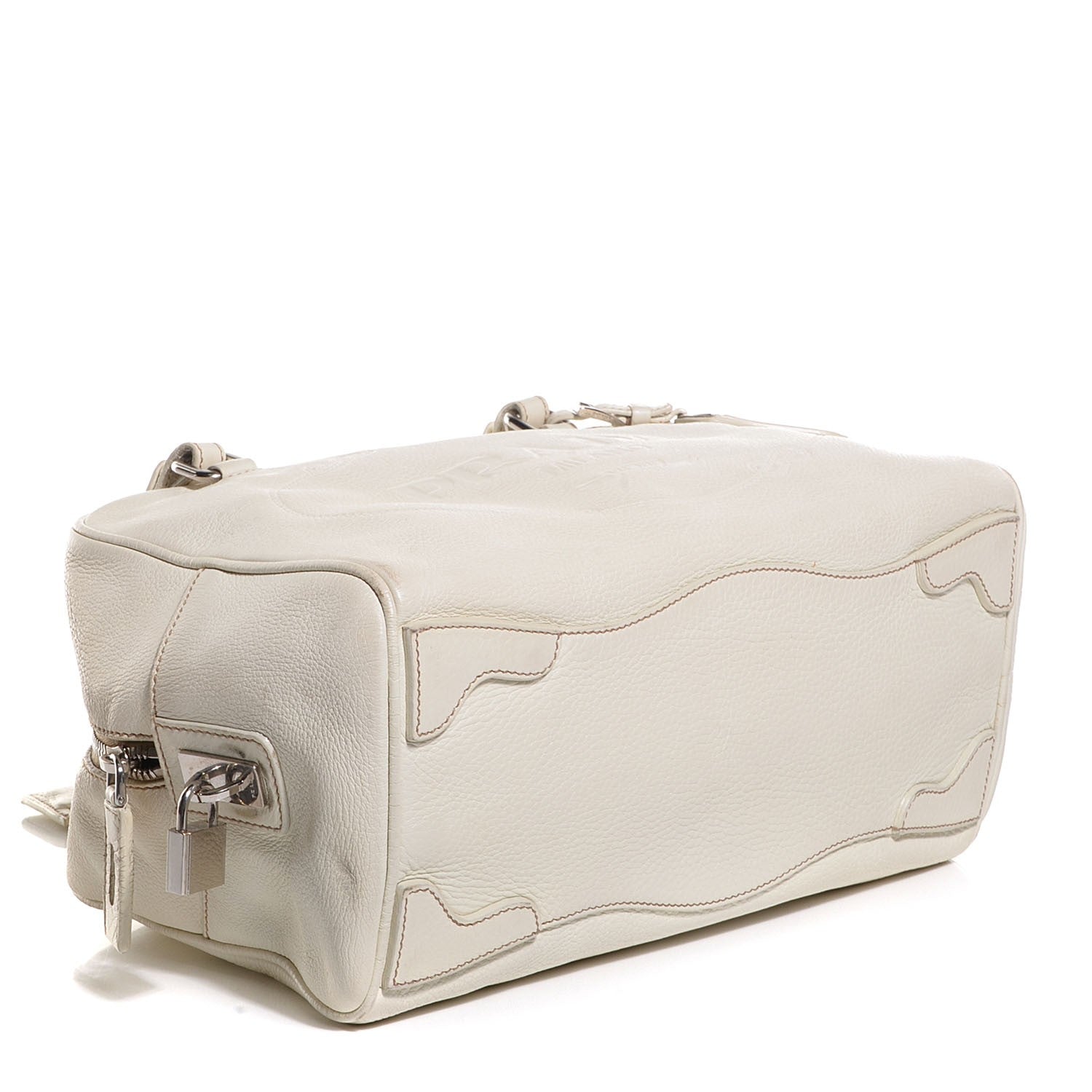 Prada Vitello Daino Print Bowler Talco 4 of 10