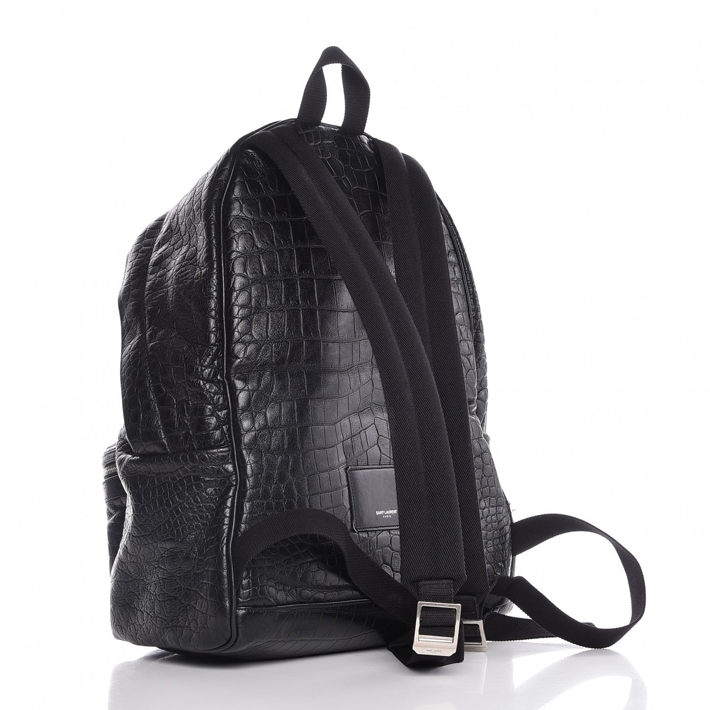 Calfskin Crocodile Embossed City Backpack Black