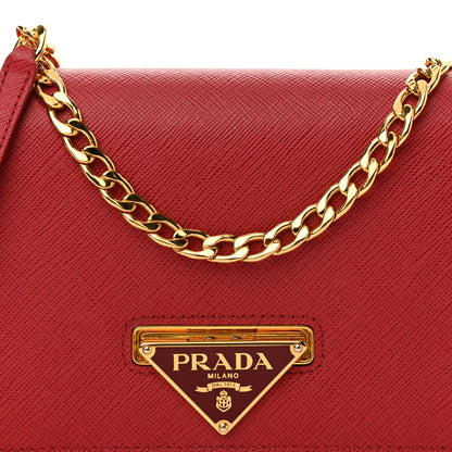 Prada Saffiano Bandoliera Flip Lock Chain Crossbody Bag Fuoco 7 of 9