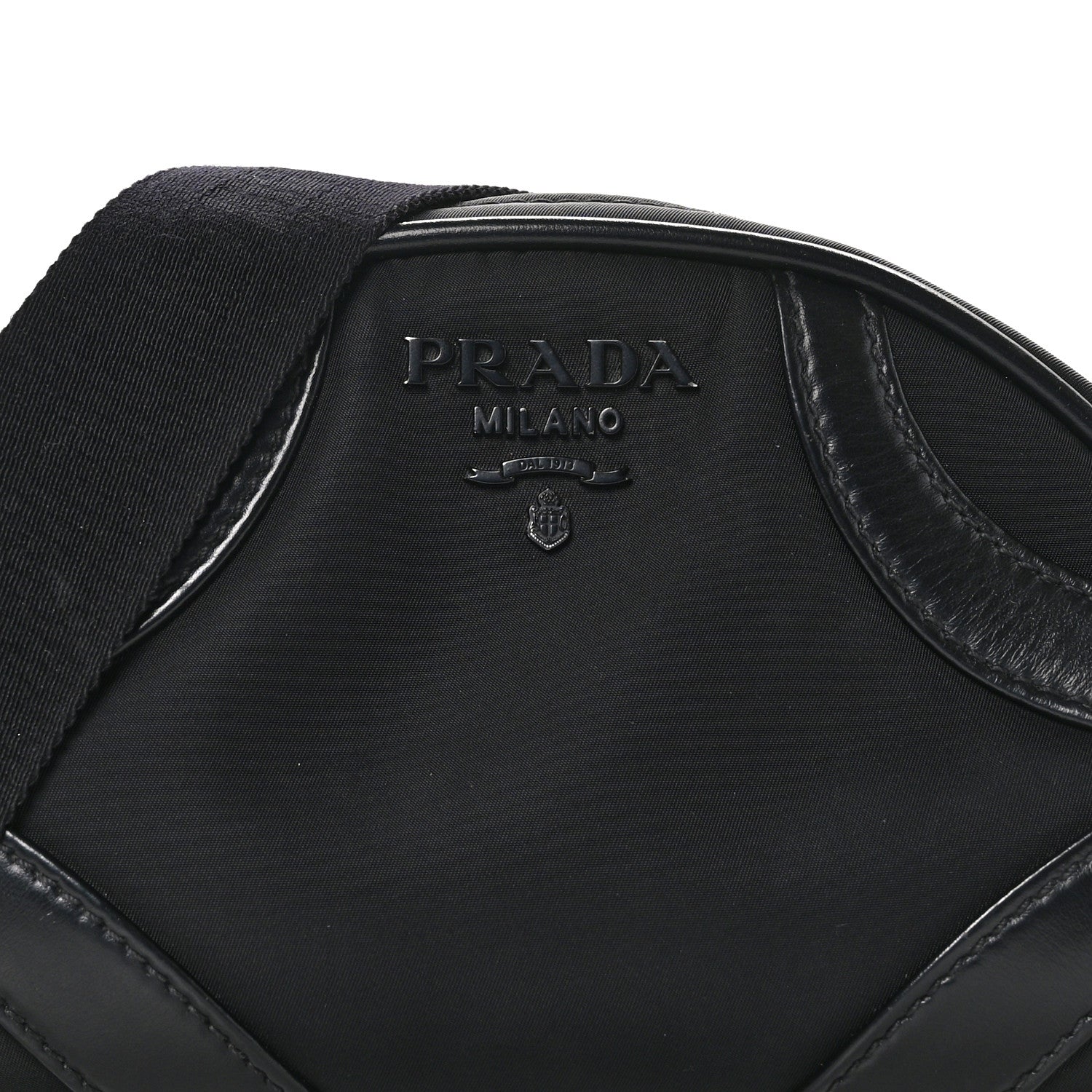Prada Nylon Soft Calfskin Bowling Crossbody Bag Black 7 of 9
