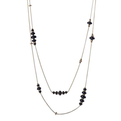 David Yurman 18K Yellow Gold Black Onyx Rio Rondelle Long Station Necklace 1 of 5