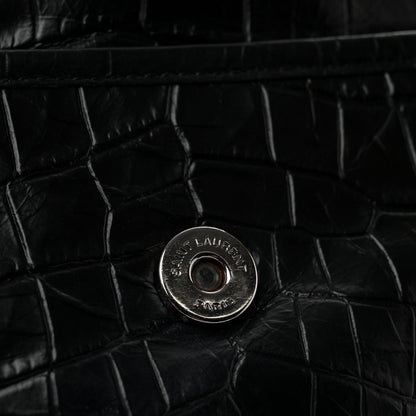 Saint Laurent Crocodile Embossed Lambskin Monogram Medium Niki Chain Satchel Black 11 of 12