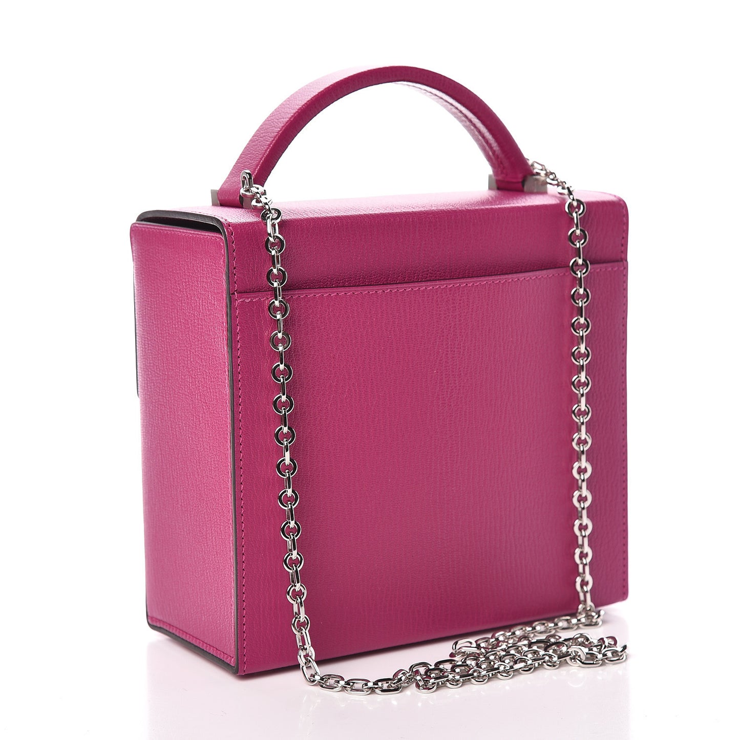 Chevre Mysore Enamel Cinhetic Boxy Top Handle Bag Rose Pourpre