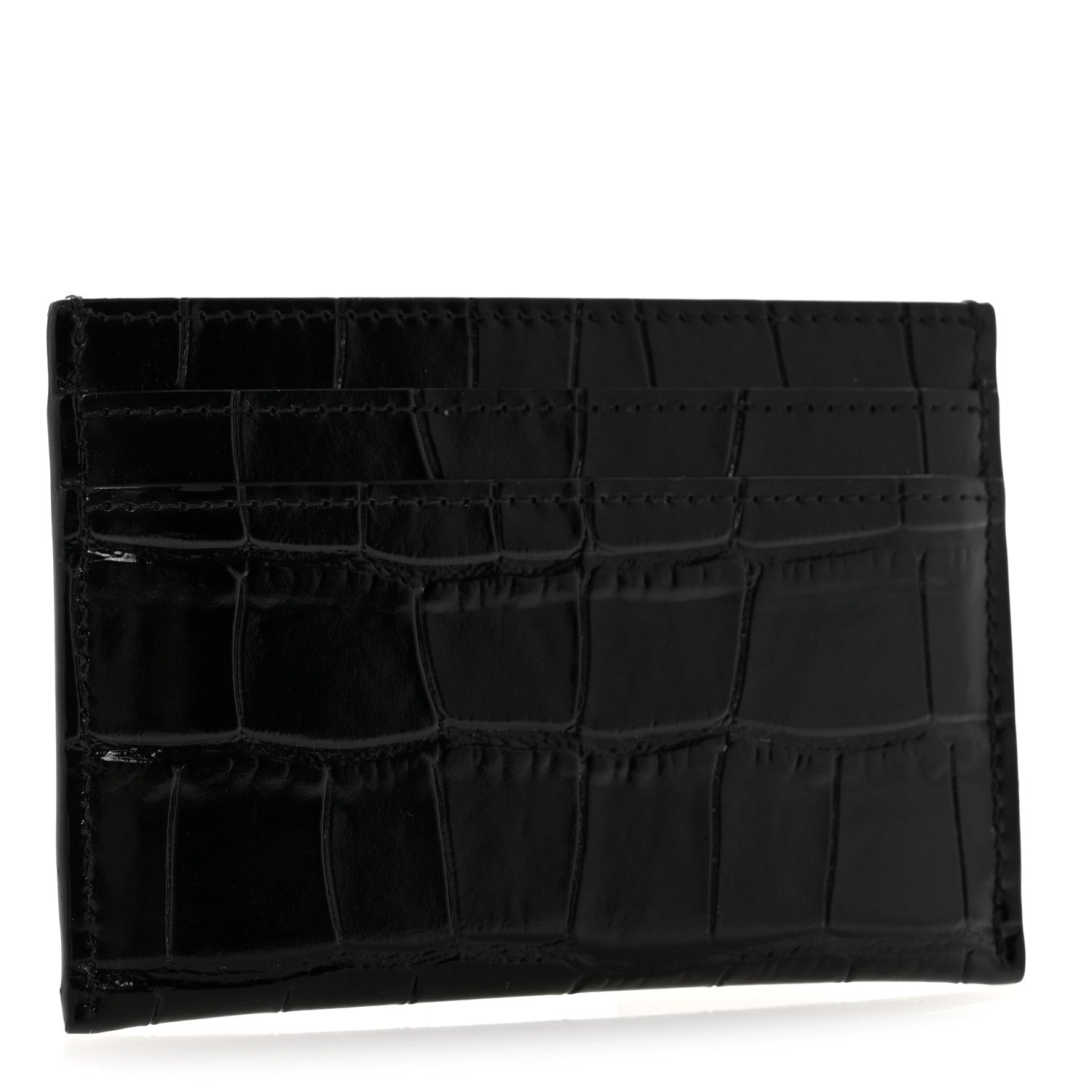 Chanel Calfskin Crocodile Embossed Crococo Card Holder Black 3 of 8