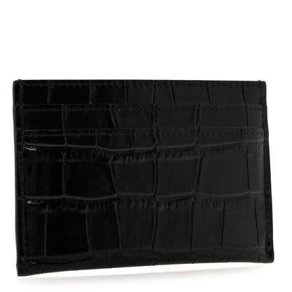 Chanel Calfskin Crocodile Embossed Crococo Card Holder Black 3 of 8
