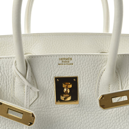Hermes Taurillon Clemence Birkin 30 White 8 of 10