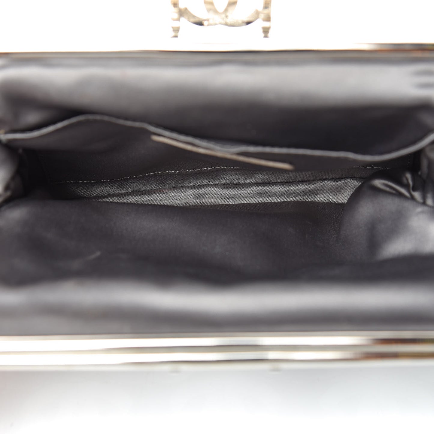 Crackled Calfskin CC Mix Frame Clutch Bronze