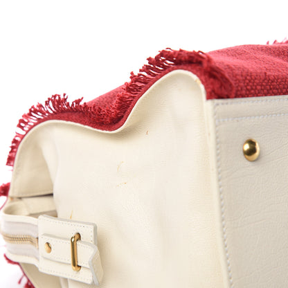 Saint Laurent Linen Sheepskin Large Cabas ChYc Tote Red 11 of 16