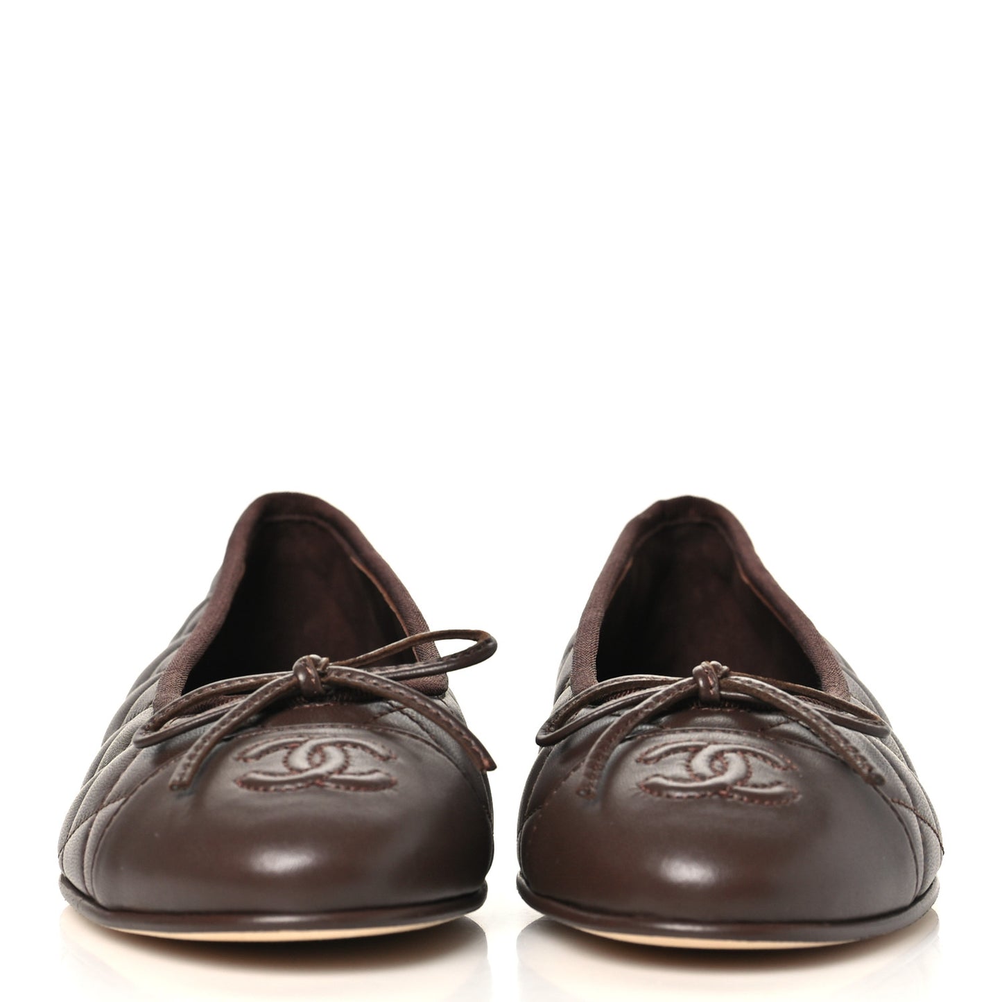 Lambskin Quilted CC Cap Toe Ballerina Flats 35.5 Brown