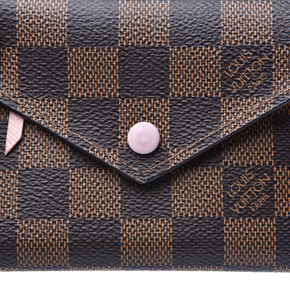 Louis Vuitton Damier Ebene Victorine Wallet Rose Ballerine 6 of 8