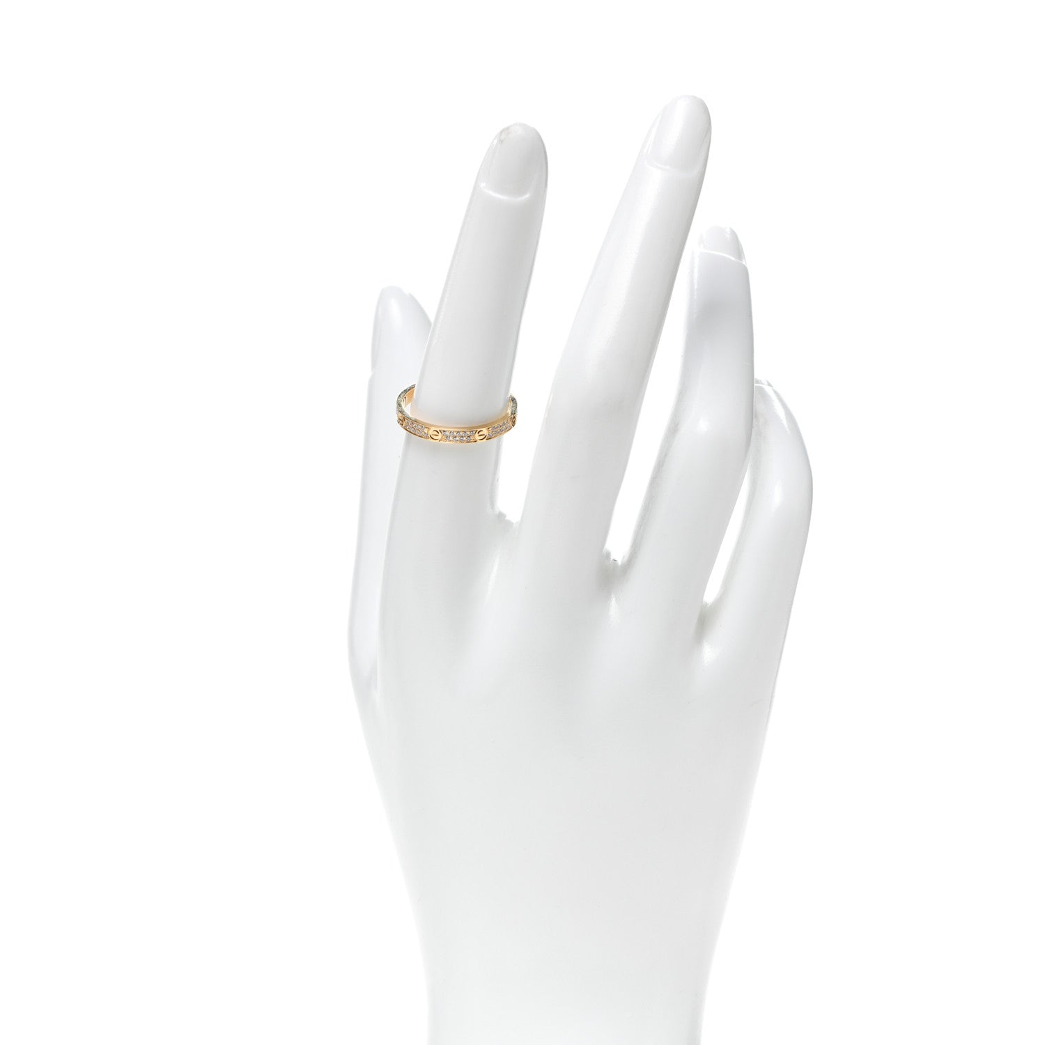 Cartier 18K Yellow Gold Diamond 2.6mm LOVE Paved Band Ring 55 7.25 2 of 6