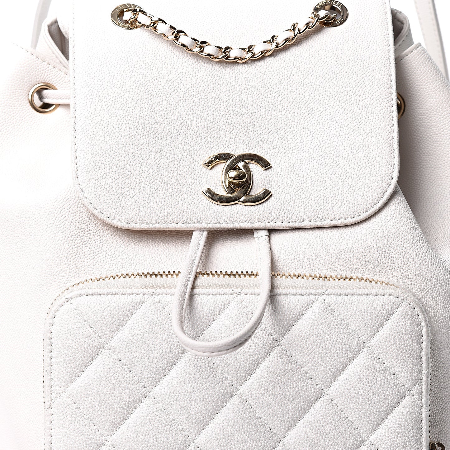 Caviar Quilted Business Affinity Backpack White