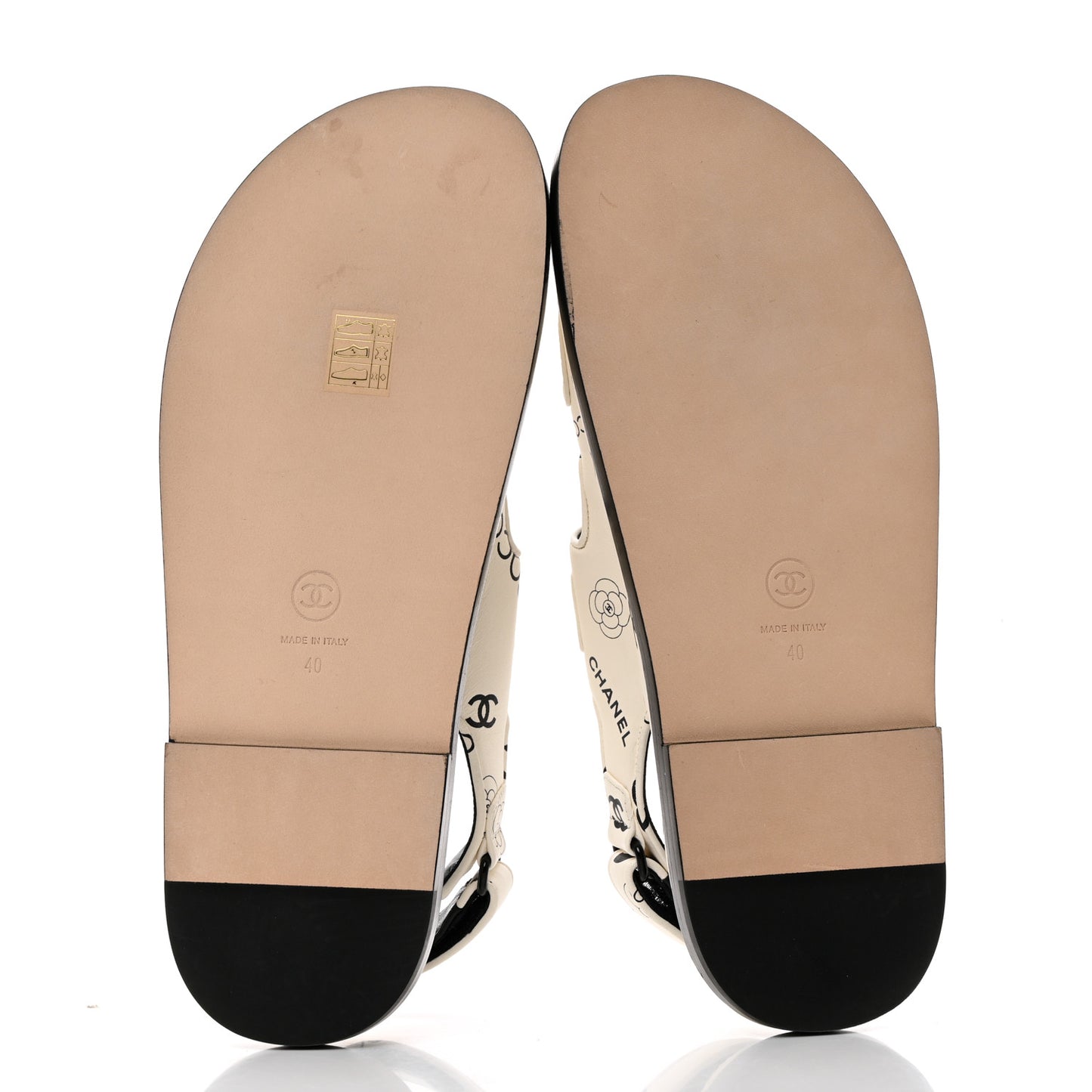 Lambskin Printed CC Velcro Dad Sandals 40 White Black