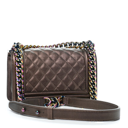 Chanel Iridescent Goatskin Quilted Small Boy Flap Brown 3 of 16