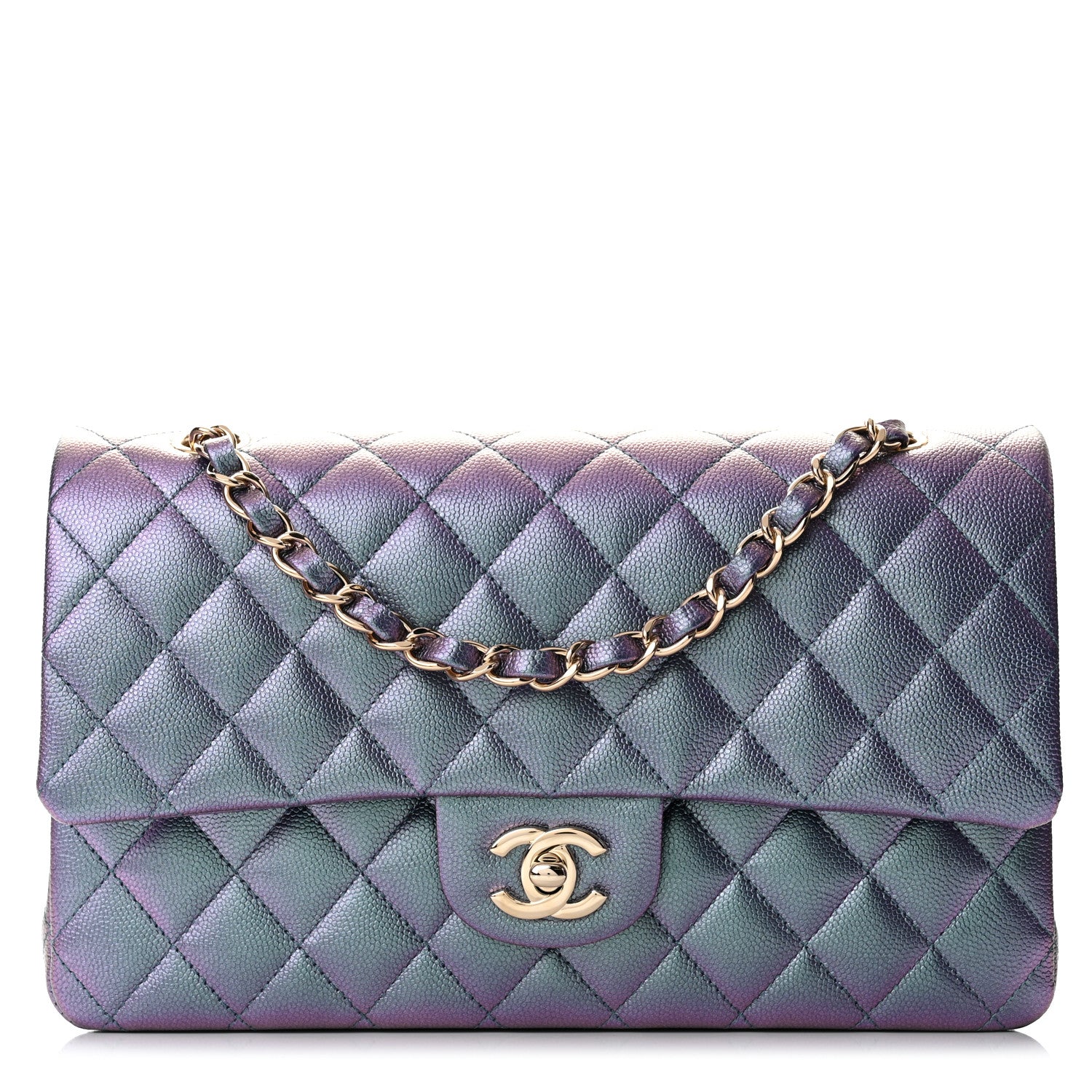 Chanel Iridescent Caviar Quilted Medium Double Flap Dark Blue 1 of 11