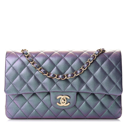Chanel Iridescent Caviar Quilted Medium Double Flap Dark Blue 1 of 11