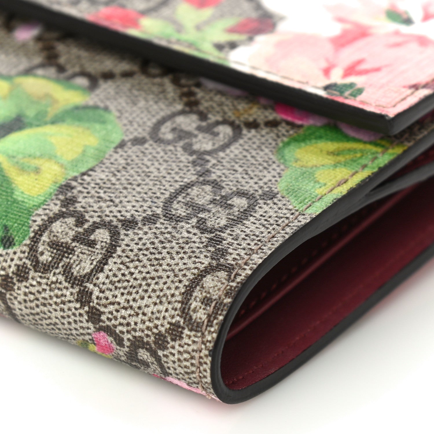 Gucci GG Supreme Monogram Blooms French Flap Wallet Beige Multicolor Dry Rose 10 of 12