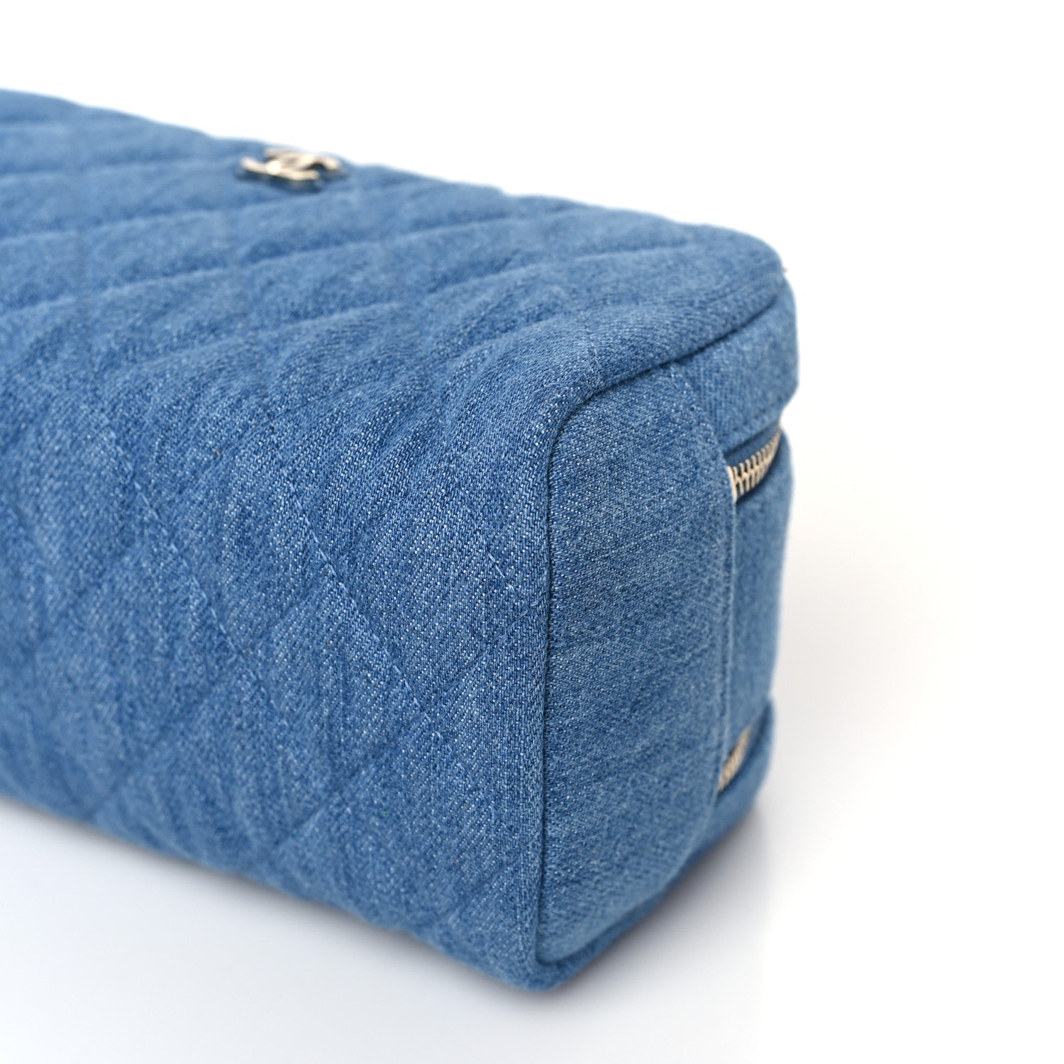 Chanel Denim Quilted Toiletry Case Blue 9 of 9