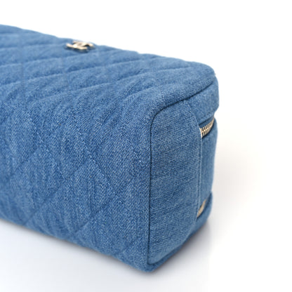 Chanel Denim Quilted Toiletry Case Blue 9 of 9