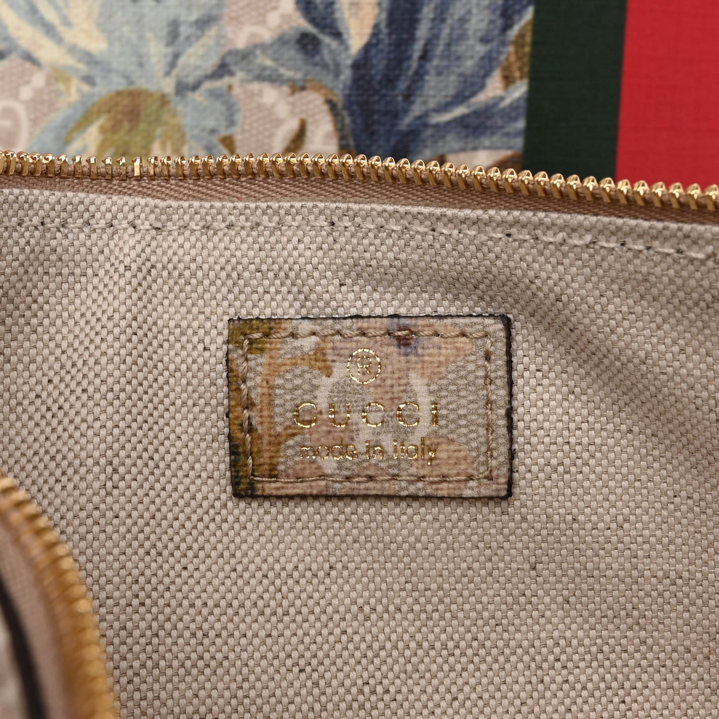 GG Supreme Monogram Water Flora Web Large Ophidia Tote Beige White Multicolor