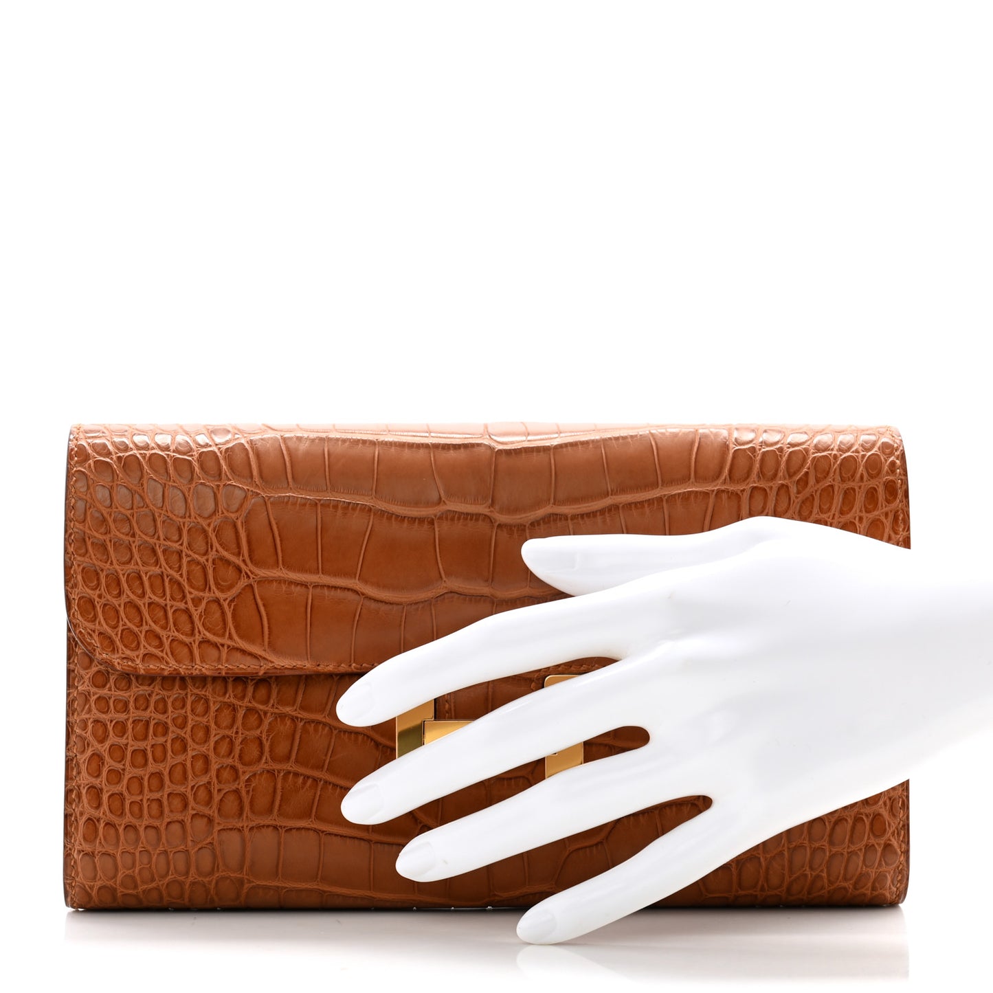 Matte Alligator Constance Long Wallet Fauve