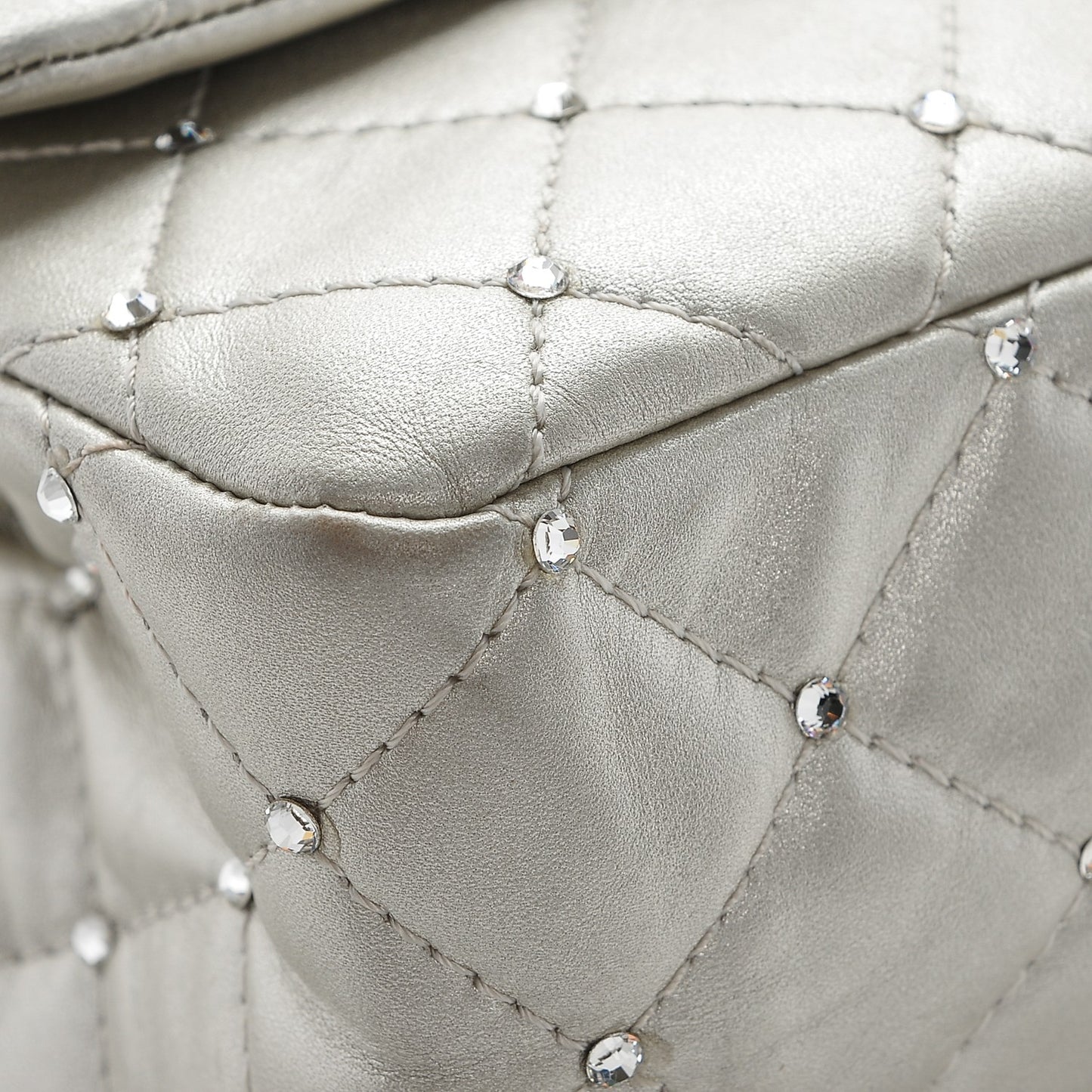 Metallic Lambskin Crystal 2.55 Reissue 227 Flap Pale Gold