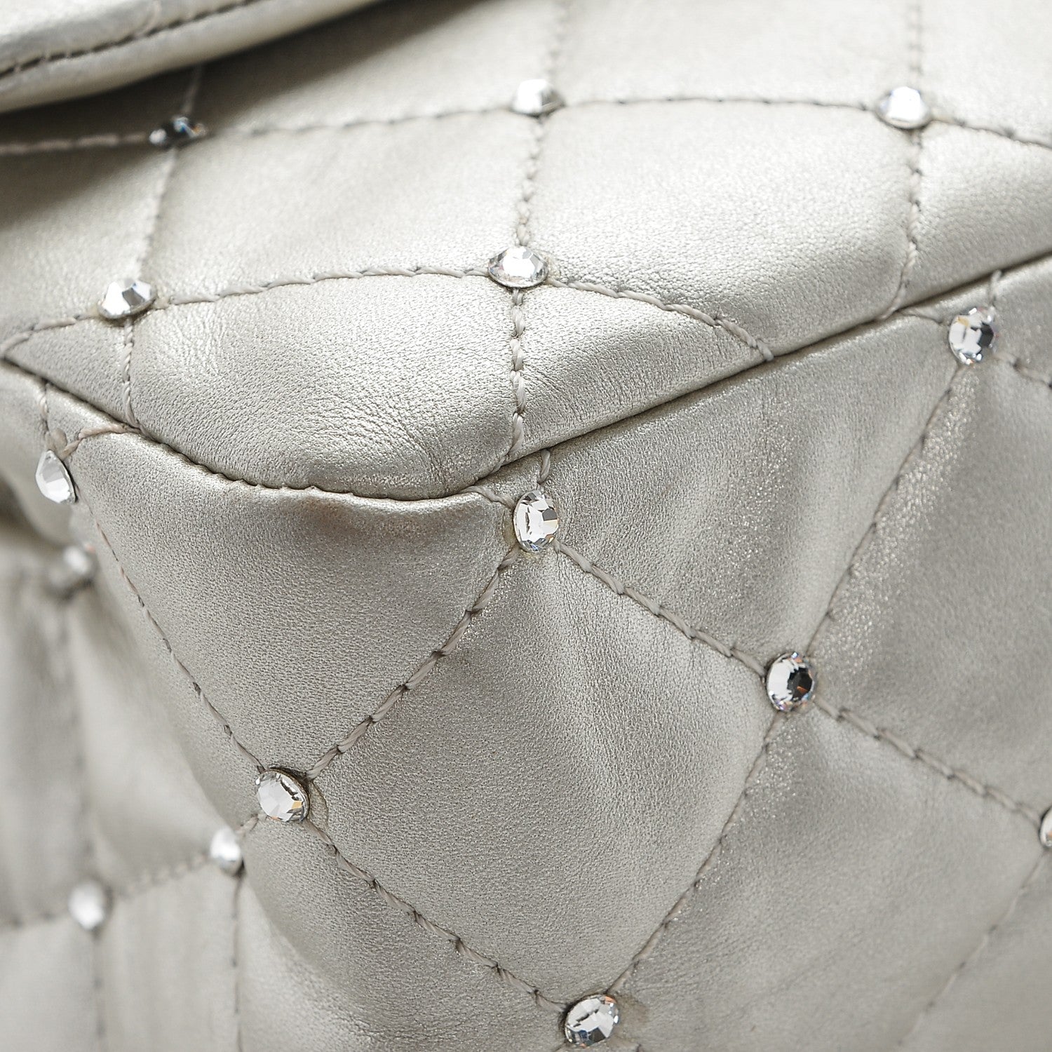Chanel Metallic Lambskin Crystal 2.55 Reissue 227 Flap Pale Gold 8 of 10