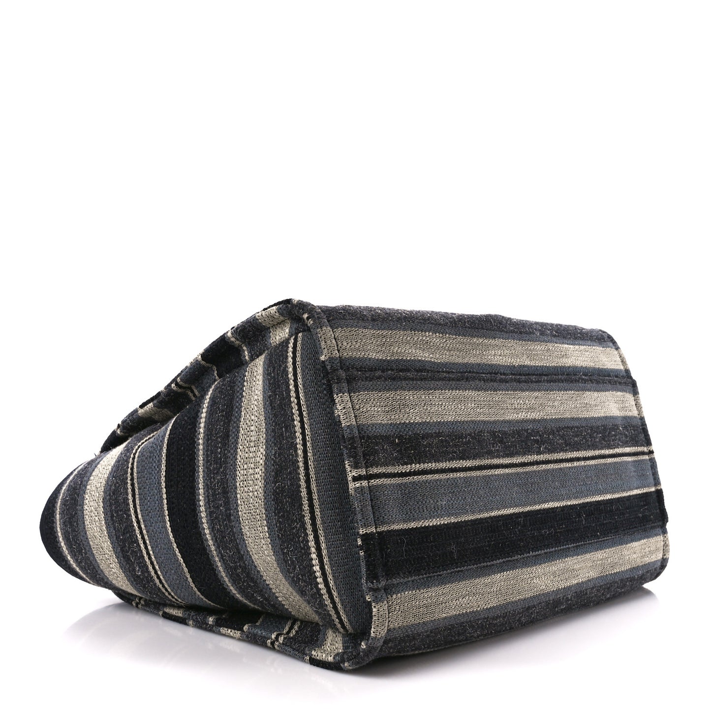 Striped Canvas Medium Deauville Tote Black