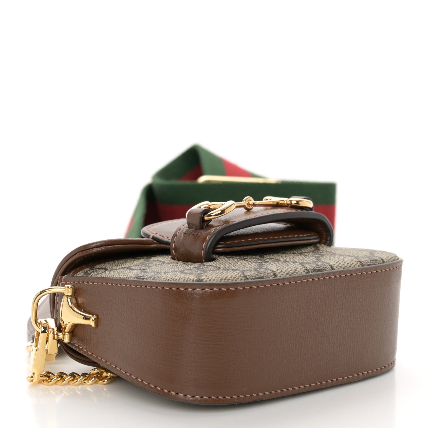 Gucci GG Supreme Monogram Azalea Calfskin Web Horsebit 1955 Wallet On Strap Beige Ebony Brown Sugar 4 of 11