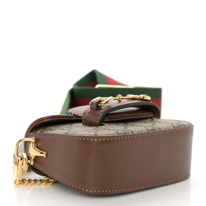 Gucci GG Supreme Monogram Azalea Calfskin Web Horsebit 1955 Wallet On Strap Beige Ebony Brown Sugar 4 of 11