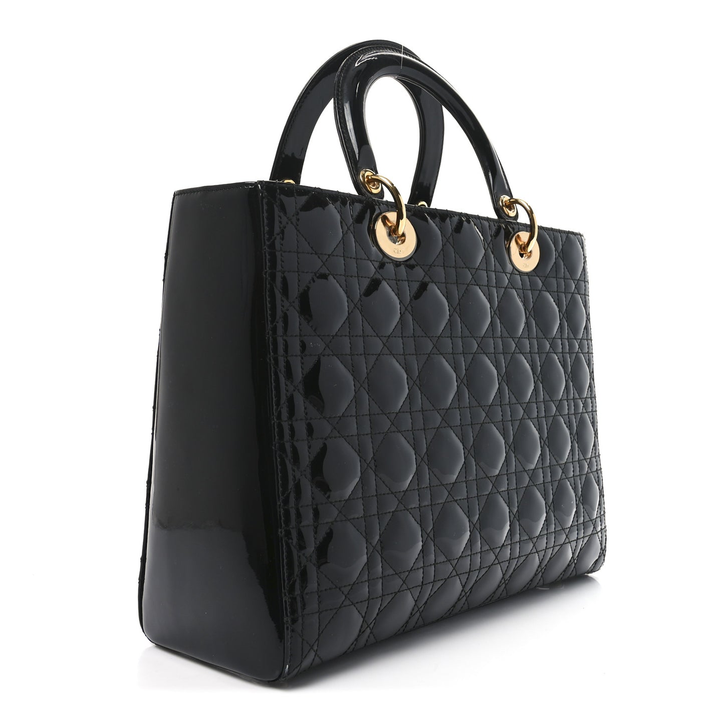 Patent Cannage Large Lady Dior Black